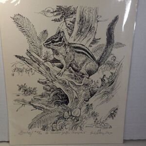 Paul Lee Drawing #27/95 1st ed. "Woodlot Jester: Chipmunk" 1975-85